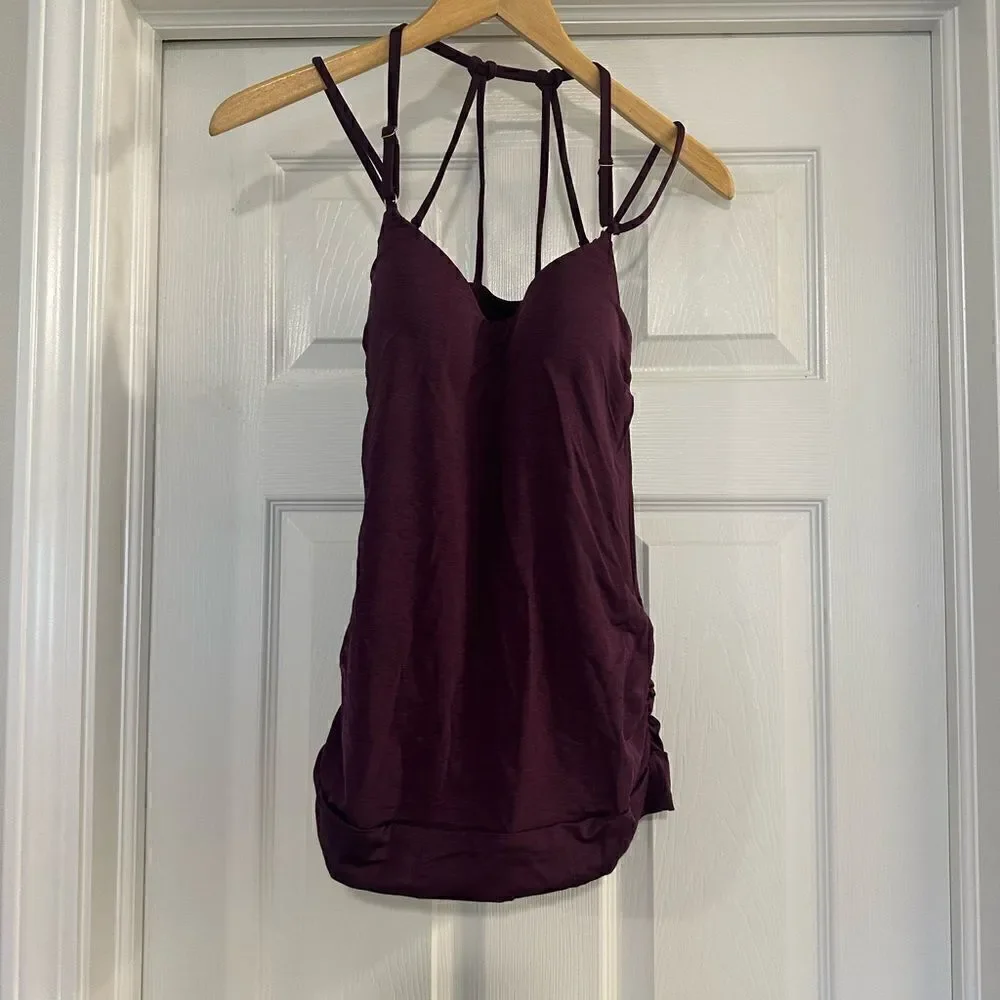 ATHLETA Plum Purple Cross Back Blousy Bra Size Tankini Top size small